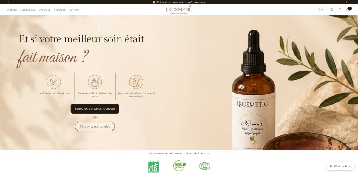 refonte de site Capture d'écran de Lkosmetic