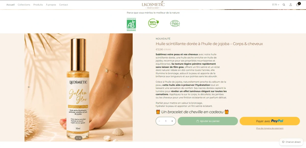 refonte de site Capture d'écran de Lkosmetic