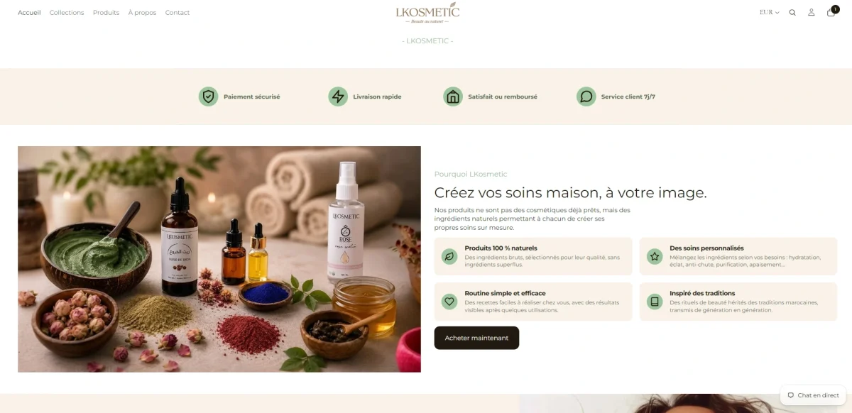 refonte de site Capture d'écran de Lkosmetic