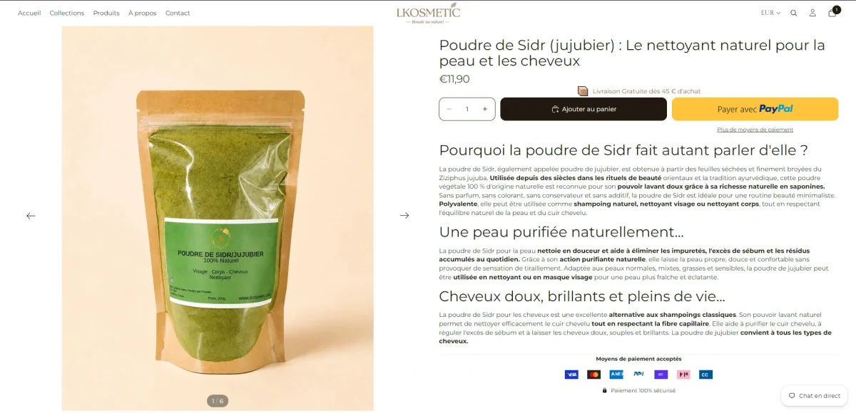 refonte de site Capture d'écran de Lkosmetic