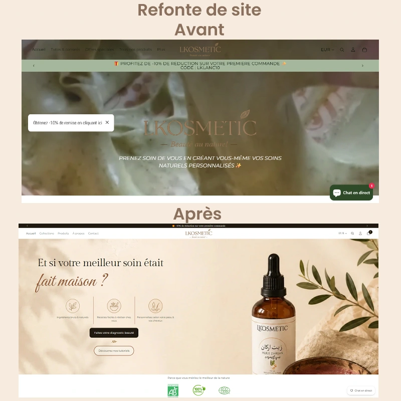 Refonte de site internet Avant / Après